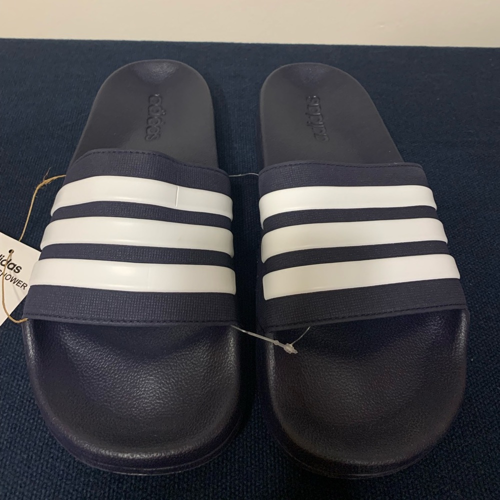 Adidas Navy and White Slide Sandals size 13